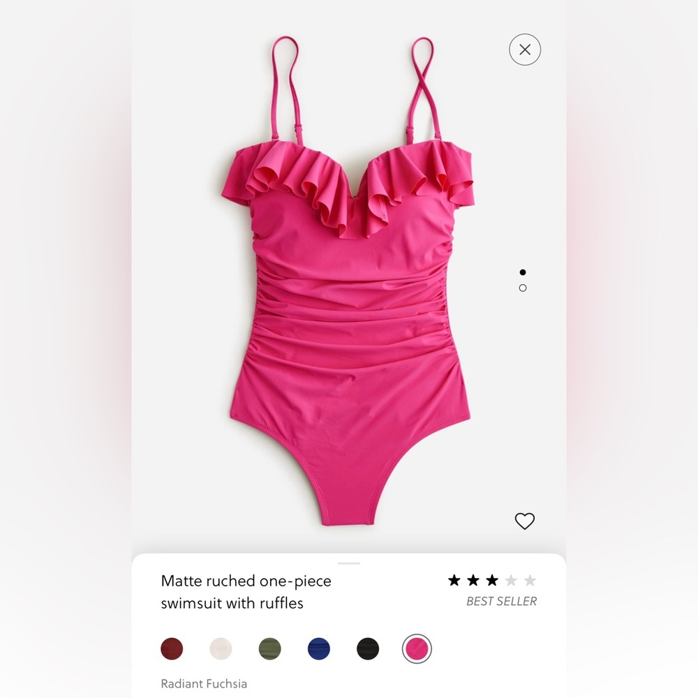 J Crew pink one piece strapless ruffle swimsuit NWT size 6